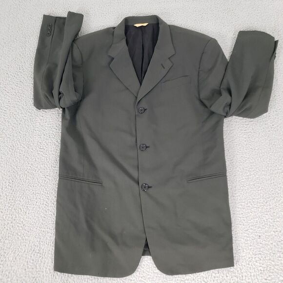 VINTAGE Donna Karen Jacket Coat Mens‎ 42 Gray Wool Suit Jacket Sport Coat Italy - Picture 5 of 16